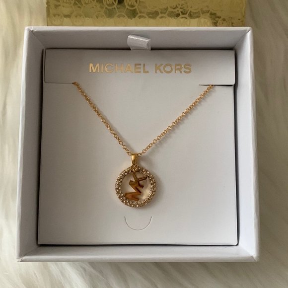 MICHAEL KORS Pave Signature Logo Pendant Necklace - Picture 2 of 4